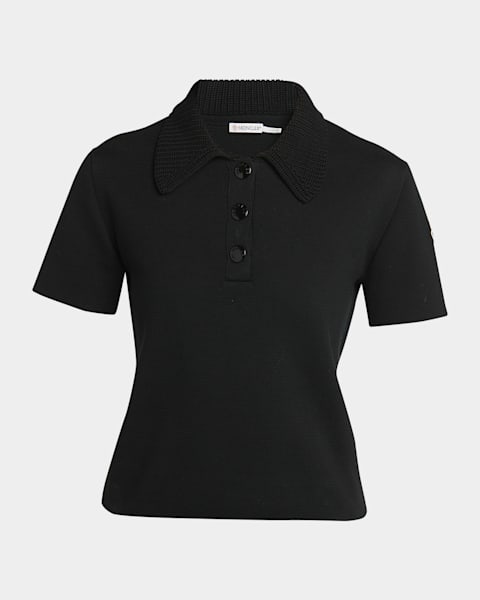 ■BOTTEGA VENETA■ Crop Short Sleeve Polo Shirt Ebisu Melang Bottega Veneta Short sleeve cropped polo shirt | The Fashion