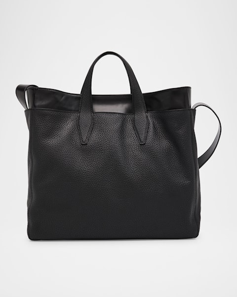 Burberry Men's Embossed Check Leather Tote Bag | Neiman Marcus