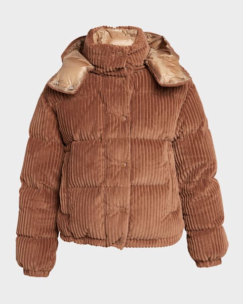 Moncler Grenoble Caleu Corduroy Puffer Jacket with Shearling