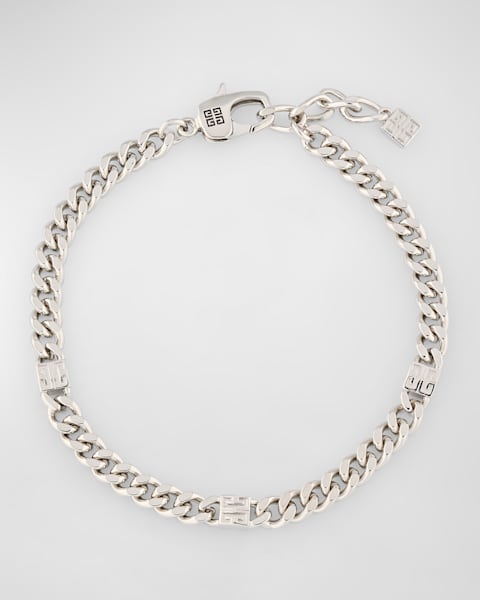 Givenchy Men's Black 4G Silvery Small Chain Bracelet