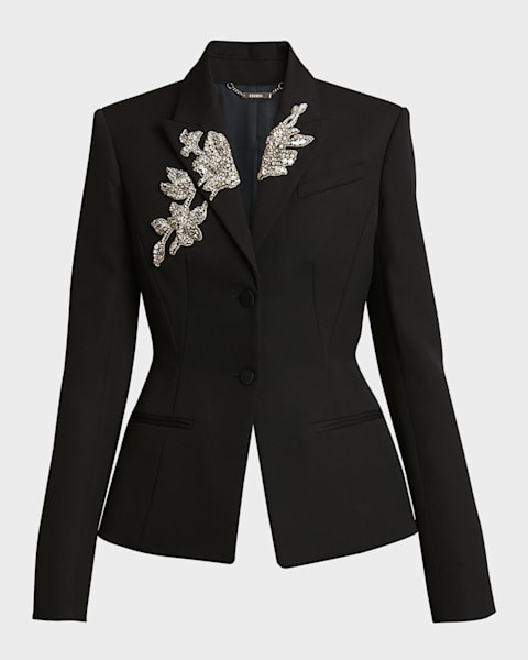 Balmain Classic Wool Blazer w/ Button Detail | Neiman Marcus