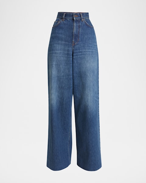 Maison Margiela Slash-Sides Wide-Leg Denim Pants | Neiman Marcus
