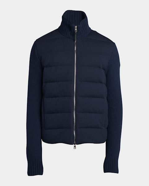 Moncler Men's Padded Zip-Up Knit Cardigan | Neiman Marcus