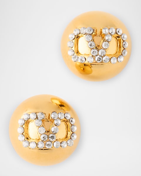 Valentino Garavani Open Crystal V Logo Earrings | Neiman Marcus