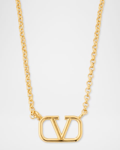 【関税&送料込】Valentino Garavani Necklace Valentino Garavani VLogo Signature Pendant Necklace | Gold