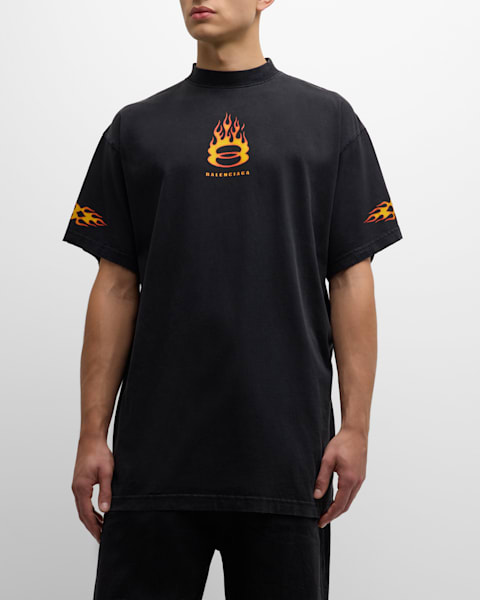 Balenciaga Men's Medium-Fit Logo T-Shirt | Neiman Marcus
