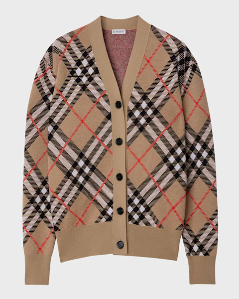 Burberry Willah Check Oversized Cardigan | Neiman Marcus