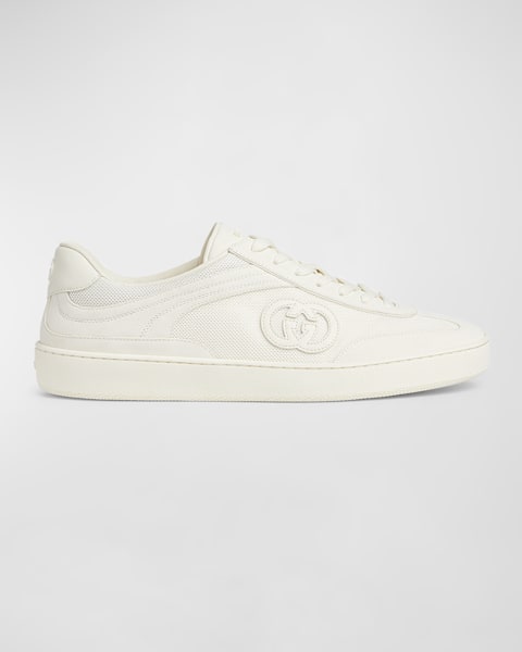 GUCCI DOUBLE SCREENER スニーカー GUCCI Double Screener distressed leather sneakers | NET-A-PORTER