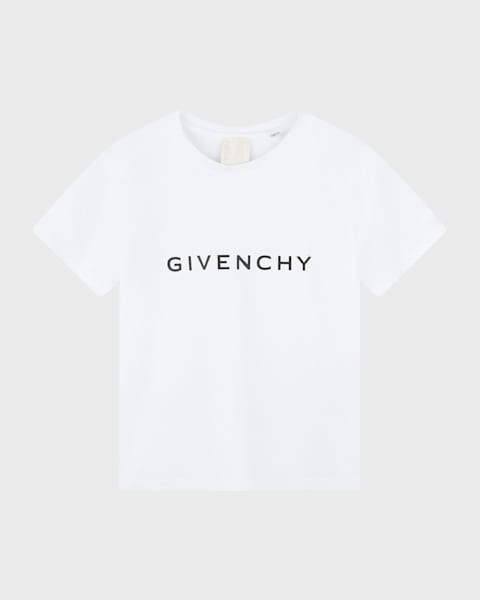Boy's Curved Logo-Print T-Shirt, Size 8-14