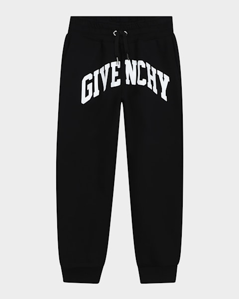 Givenchy Boy's Curved Logo-Print Joggers, Size 4-6 | Neiman