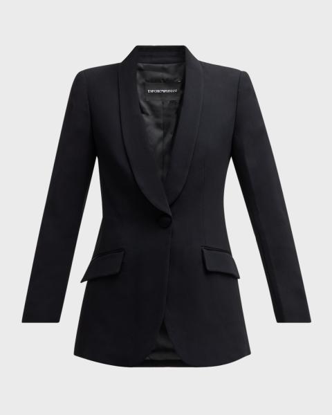 Giorgio Armani Textured Viscose Double-Breasted Blazer | Neiman Marcus