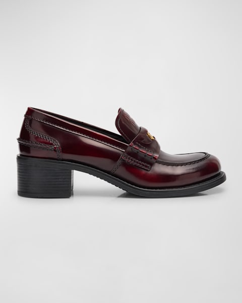 Miu Miu Leather Penny Loafers | Neiman Marcus