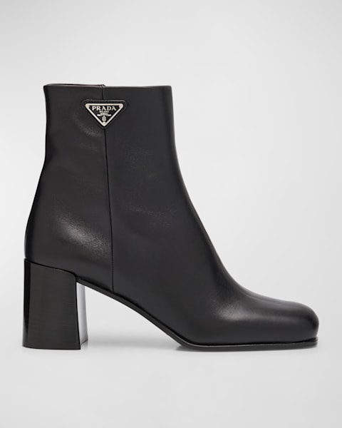 Prada Suede Block-Heel Ankle Booties | Neiman Marcus
