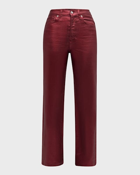 McQueen Low-Rise Red-Wash Denim Flare Trousers | Neiman Marcus