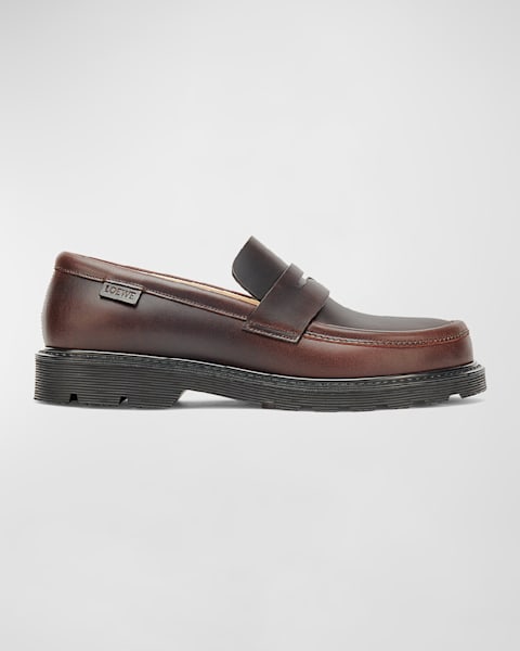Prada Perforated Leather Buckle Heeled Loafers | Neiman Marcus