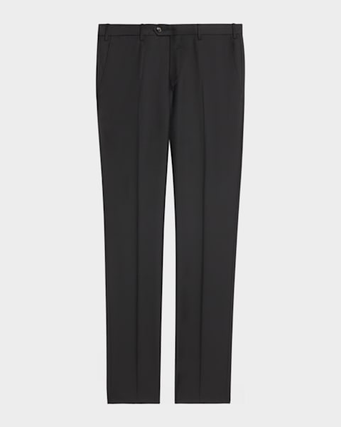 Giorgio Armani Men's Solid Wool Flat-Front Trousers | Neiman Marcus