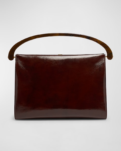 Dries Van Noten Crisp Striped Leather Top-Handle Bag
