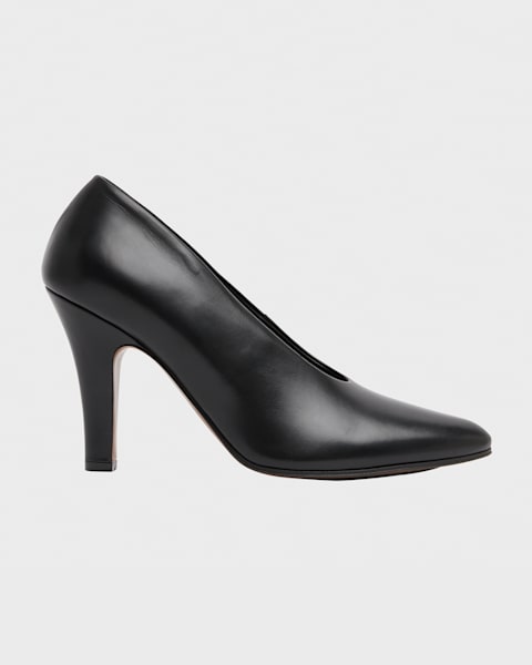 THE ROW Liisa Leather Kitten-Heel Pumps | Neiman Marcus