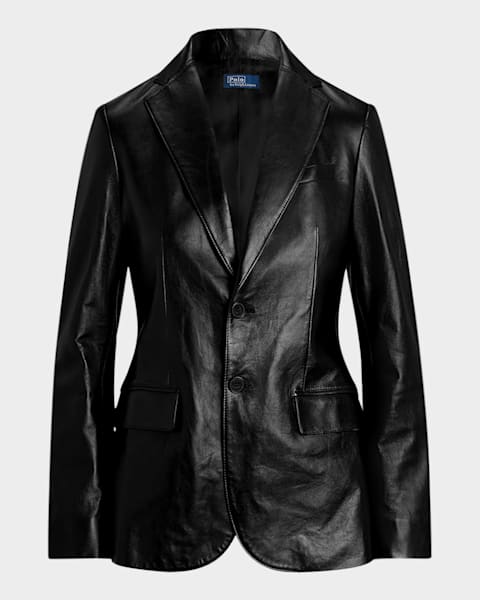 L'Agence Kenzie Croc-Embossed Faux Leather Double-Breasted