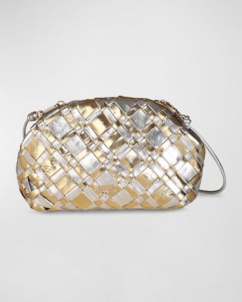 Rebecca Minkoff Ruched Metallic Zip Clutch Bag | Neiman Marcus