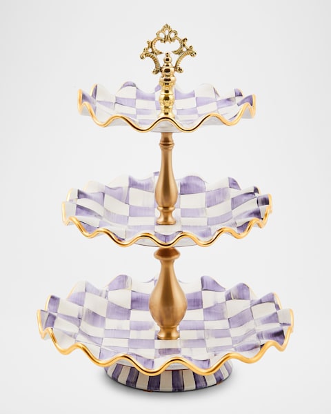 Plum Check Football Plate