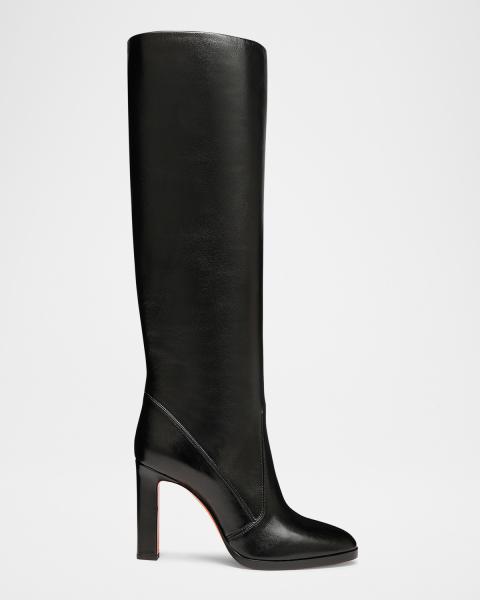 Versace 90mm La Medusa Leather Knee-High Boots | Neiman Marcus