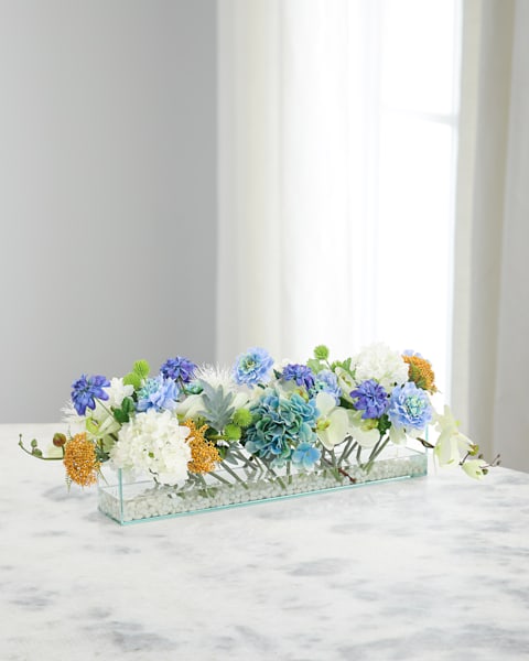 Two's Company Hydrangea Flower Bud Vases and Taper Candle