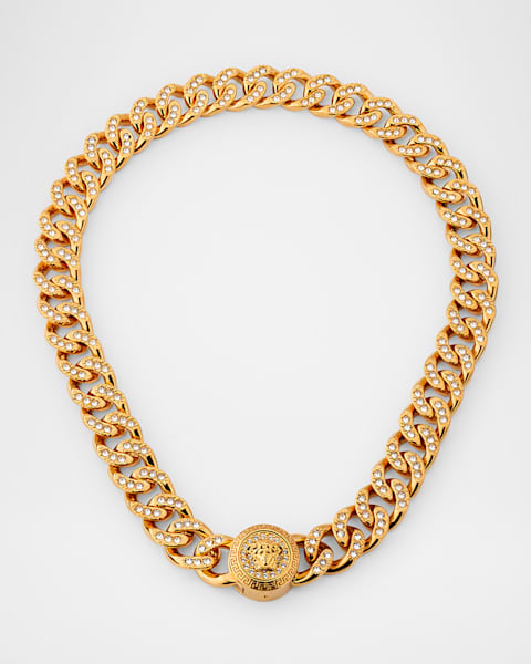 ☆関税込み☆【Versace】Greca necklace Versace Men's Greca Link Chain Necklace, 17