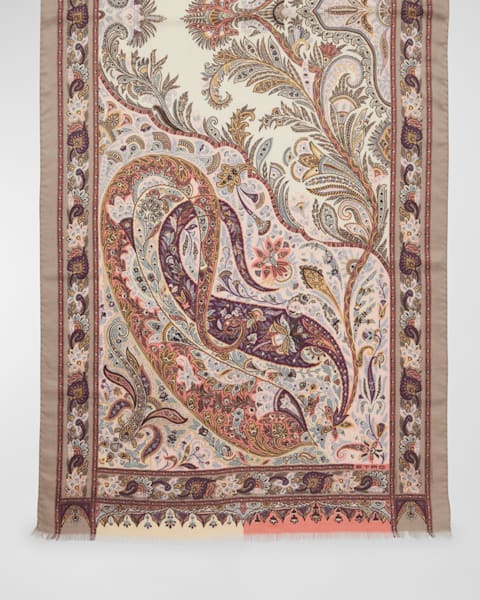 Etro Paisley & Floral Sheer Silk Scarf | Neiman Marcus