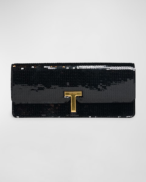 TOM FORD Wallis Metallic Python-Embossed Leather Clutch Bag