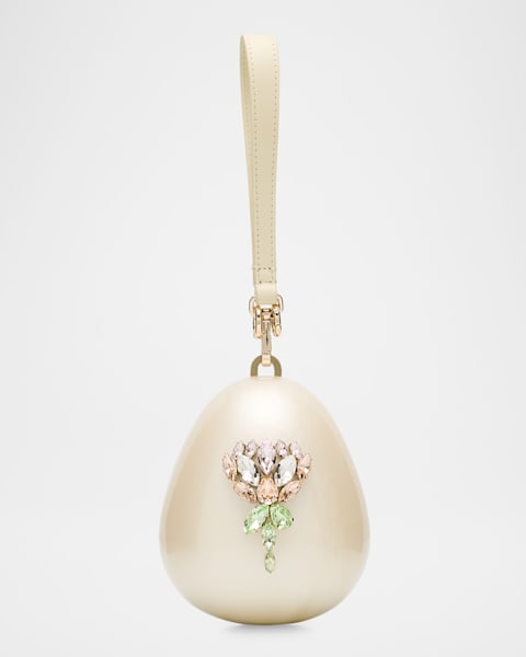 【Simone Rocha】 Egg leather-trimmed clutch Egg leather-trimmed clutch in white - Simone Rocha | Mytheresa