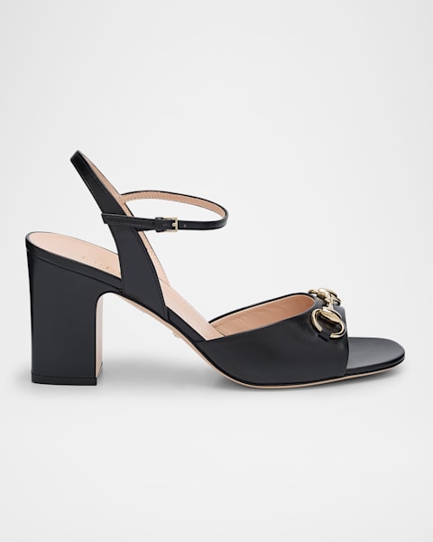 GUCCI クロスストラップサンダル ブラック　ggマーモント Gucci Marmont Leather GG Block-Heel Sandals | Neiman Marcus