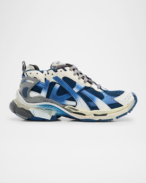 BALENCIAGA （バレンシアガ） TRIPLE S LOW TOP BALENCIAGA Triple S logo-embroidered leather, nubuck and mesh