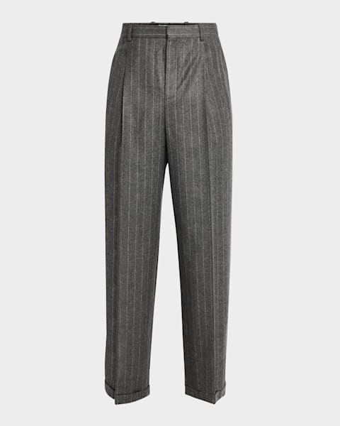 【関税&送料込】Saint Laurent Grey Wool Pant Saint Laurent Men's Wool Gabardine Pants | Neiman Marcus
