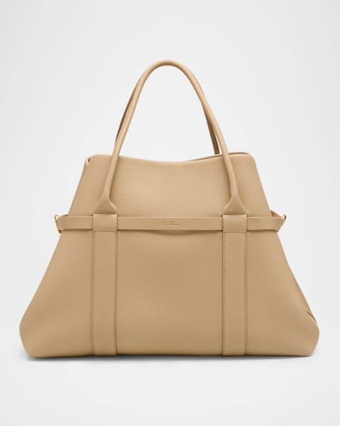 Loro Piana Cabas Sesia Canvas & Leather Bag | Neiman Marcus