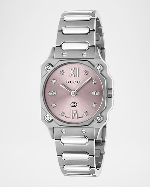 Gucci Interlocking G Small Pink 8 Diamond Stainless Steel