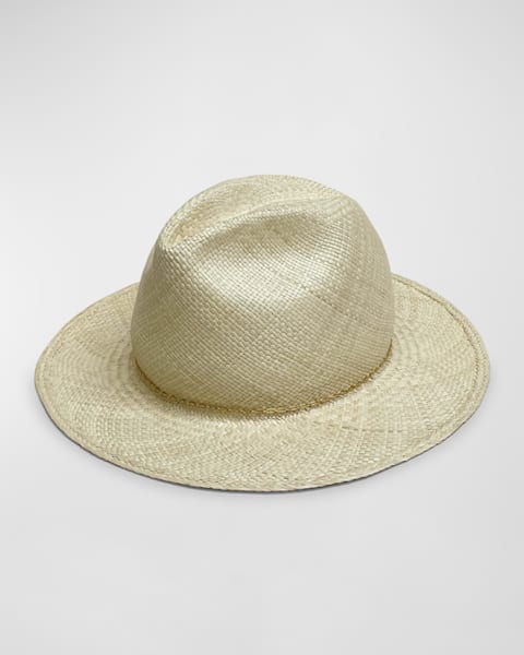 Van Palma Livy Junior Straw Large Brim Hat With Chain | Neiman Marcus