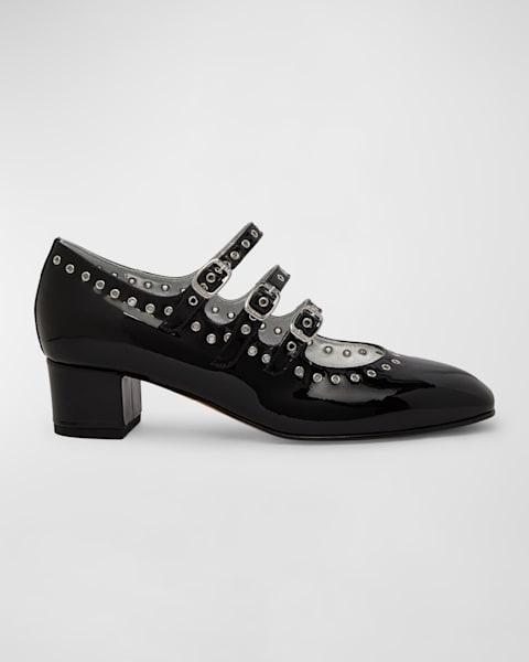 サンダル・ミュール CAREL SS25 Carel Kitty Mules (KITTY BLACK) Kitty - Raw denim fabric mules | Carel Paris