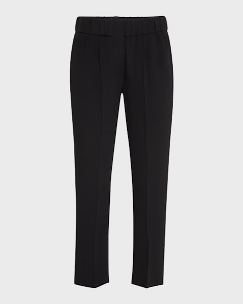 Giorgio Armani Black Cady Straight-Leg Pants | Neiman Marcus