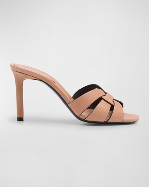 Saint Laurent Nu Pieds Woven Patent Flat Sandals | Neiman Marcus