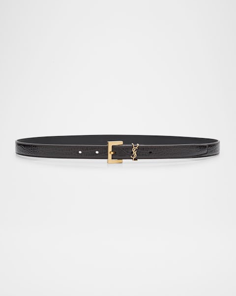 Cassandre YSL Leather Skinny Belt 