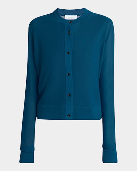 Saint Laurent Sheer Knit Button-Front Cardigan | Neiman Marcus