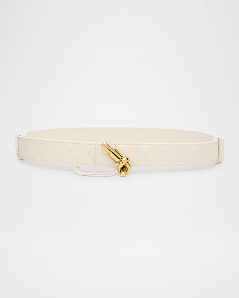 Bottega Veneta Knot Leather & Brass Skinny Belt | Neiman Marcus