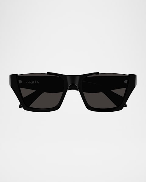 ALAIA Beveled Acetate Rectangle Sunglasses | Neiman Marcus
