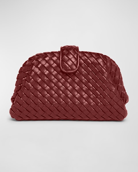 THEMOIRE Tia Micro Woven Vegan Fabric Clutch Bag | Neiman Marcus