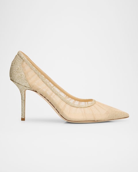 パンプス JIMMY CHOO LOVE85 NAPPA MESH PUMPS Love 85 crystal-embellished mesh pumps in white - Jimmy Choo
