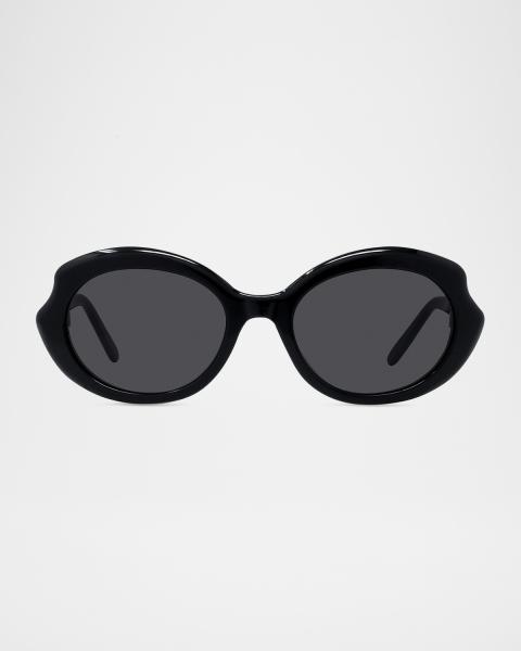 Round Slim Acetate Sunglasses | Neiman Marcus display picture 1