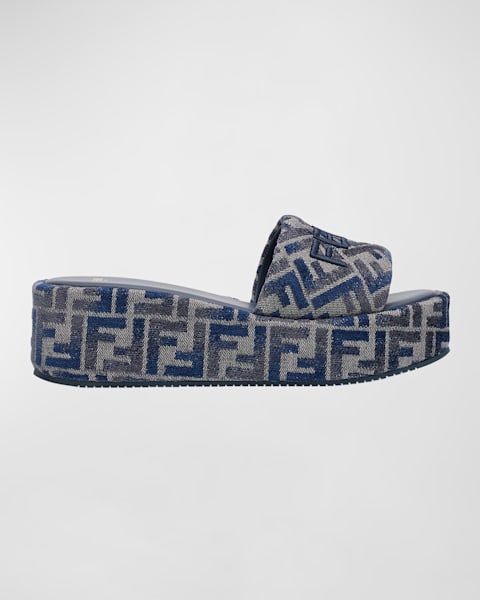 Fendi Sunshine Pequin Striped Platform Sandals | Neiman Marcus
