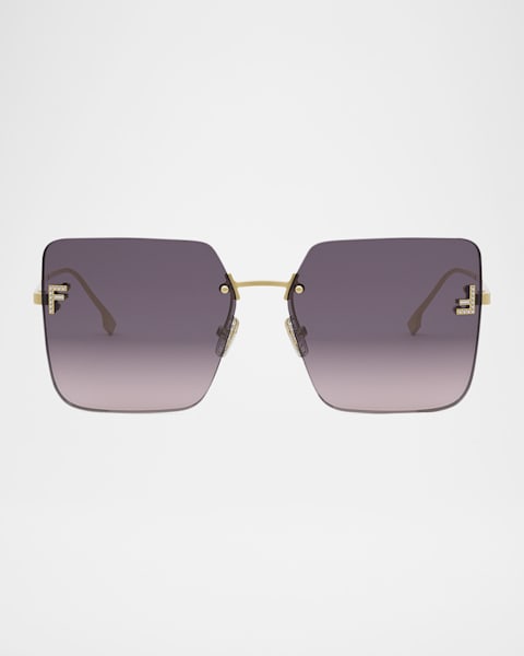 Fendi Oversized Logo Square Acetate & Metal Sunglasses