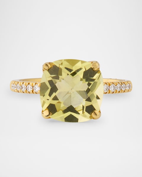 Canary Asscher Cubic Zirconia Ring, 13.00 TCW